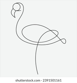 Continuous line hand drawing vector illustration heron art