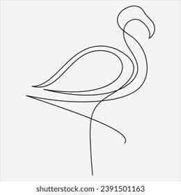 Continuous line hand drawing vector illustration heron art