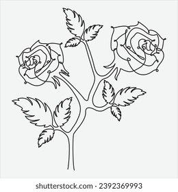 Continuous line hand drawing vector illustration tree art