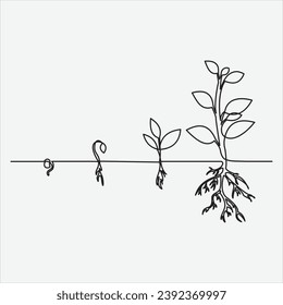Continuous line hand drawing vector illustration tree art