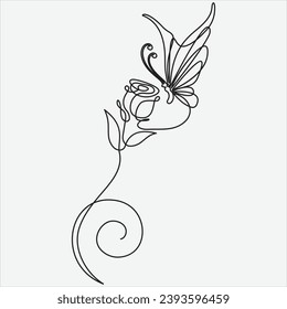 Continuous line hand drawing vector illustration butterfly art
