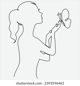 Continuous line hand drawing vector illustration butterfly art
