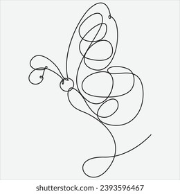 Continuous line hand drawing vector illustration butterfly art

