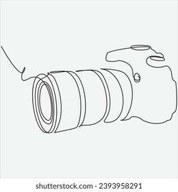 Continuous line hand drawing vector illustration Camera art 