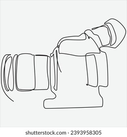 Continuous line hand drawing vector illustration Camera art 