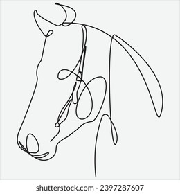 Continuous line hand drawing vector illustration horse art 