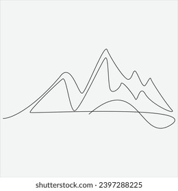 Continuous line hand drawing vector illustration mountain art