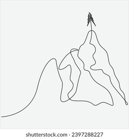 Continuous line hand drawing vector illustration mountain art