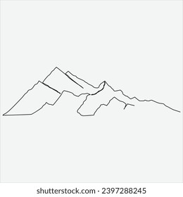 Continuous line hand drawing vector illustration mountain art