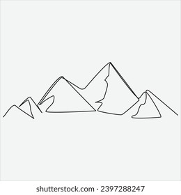 Continuous line hand drawing vector illustration mountain art