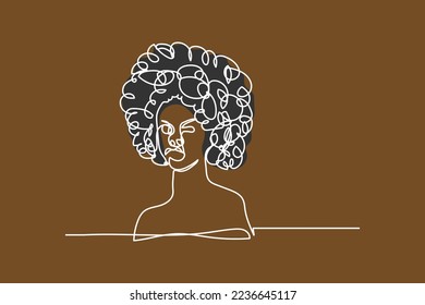 continuous line hand drawn black african woman design