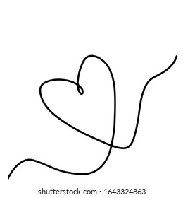 Continuous line with hand drawn heart. Modern minimalist illustration for valentines day. Vector symbol of love, digital art