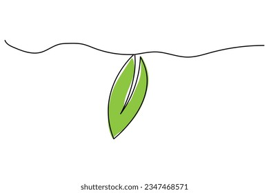 continuous line hand drawn leaves