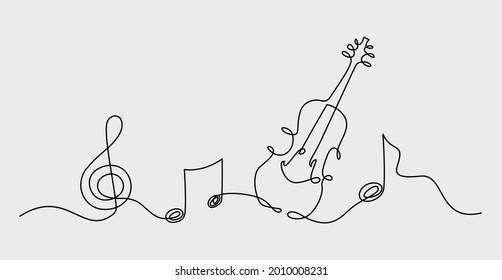 Continuous line of hand drawn music notes, vector illustration