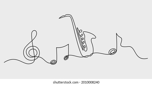 Continuous line of hand drawn music notes, vector illustration