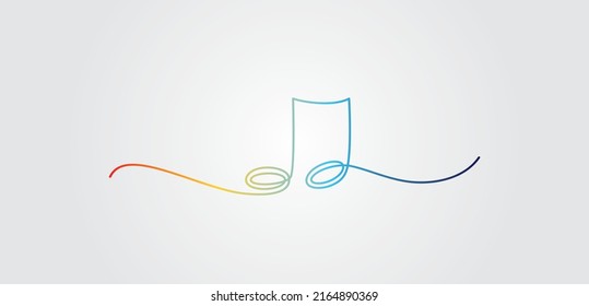Continuous line of hand drawn music notes, vector illustration