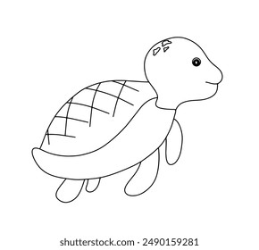 Continuous line hand drawn of sea ​​turtle. Doodle vector illustration