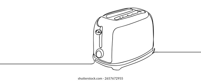 Linha contínua mão desenhada torradeira café da manhã Simples linhas de arte, vetor em fundo transparente.