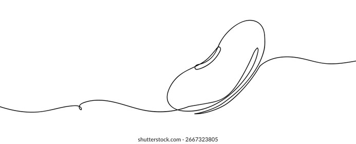 Ilustração vetorial desenhada à mão em linha contínua de uma semente de feijão isolada sobre fundo transparente.