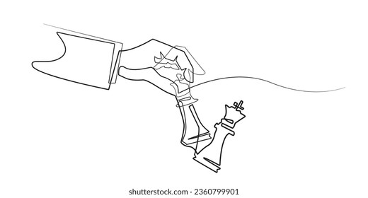 continuous line hand holding chess piece drawing single line holding chess piece  isolated white background