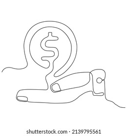 ilustración vectorial del concepto de negocio de la mano de línea continua