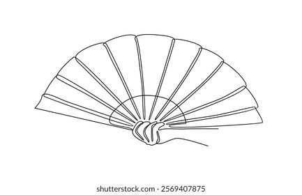 Continuous line of hand holding hand fan