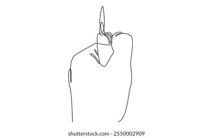 continuous line of hand holding lighter illustration