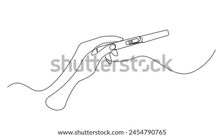 continuous line of hand holding a pregnancy test.pregnancy test one line drawing.single line vector illustration