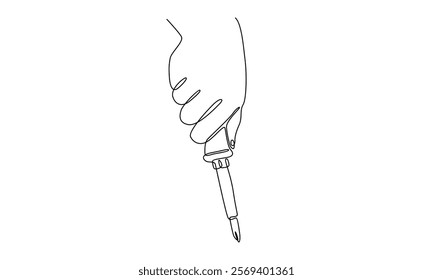 continuous line of hand holding a screwdriver illustration