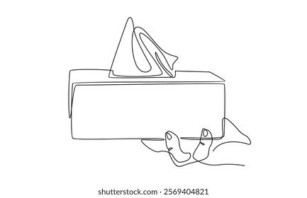 continuous line of hand holding tissue illustration