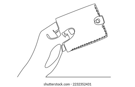 Continuous line of hand holding wallet