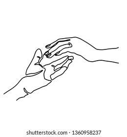 Sketch Two Human Hands Reaching Towards Stock Vector (Royalty Free ...