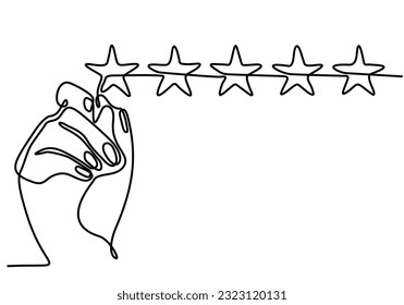 continuous line hand and pen writing stars vector illustration