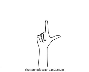 Continuous line Hand Point to Up