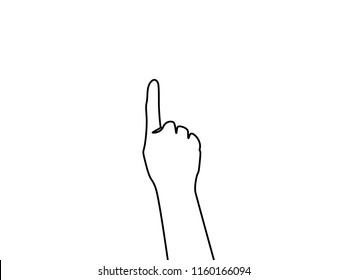 Continuous line Hand point to up, forefinger. Vector