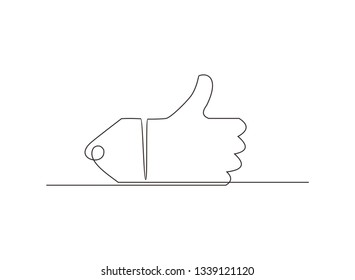 continuous line hand thumbs up vector