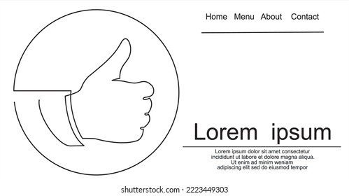 continuous line hand thumbs up vector