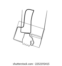 continuous line of hand tote briefcases. office briefcase line art. one line drawing of a briefcase an employee is carrying