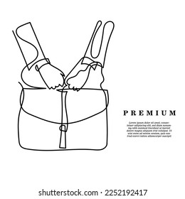 continuous line of hand tote briefcases. office briefcase line art. one line drawing of a briefcase an employee is carrying