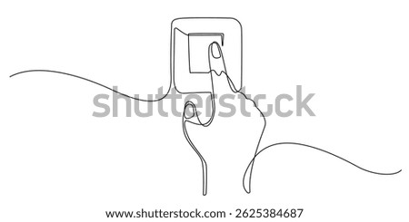 continuous line hand turning off electric switch.energy saving symbol sign.single line vector illustration