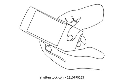 continuous line of hand using mobile phone