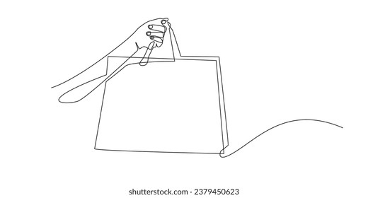 continuous line of hands carrying shopping bags.single line vector of shopping bags.shopping day,diskon.mall,supermaket