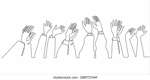 
continuous line Hands clapping. applause movement. congratulation business. vector illustration