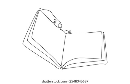 continuous line of hands holding book