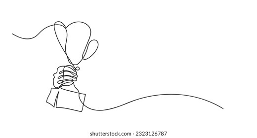 continuous line of hands holding trophies. single line vector hand carrying trophy.isolated white background