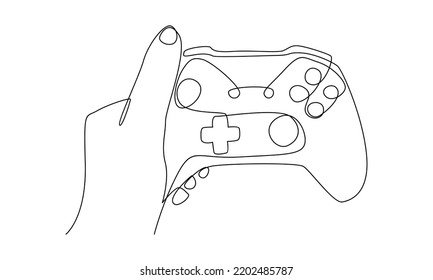 continuous line of hands with joystick game controller