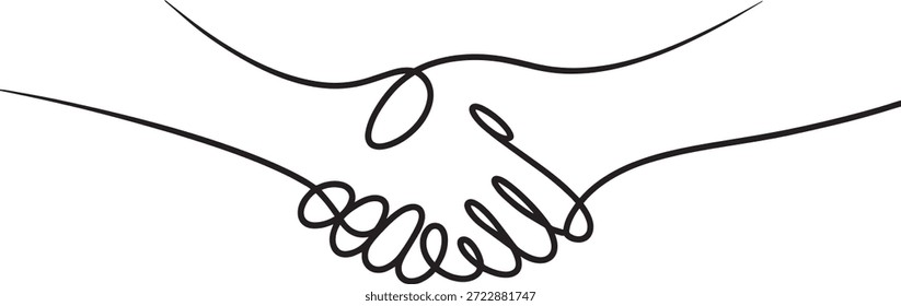 Contrato de Negócios e Confiança de Parceria para Ilustração de Handshake de Linha Contínua