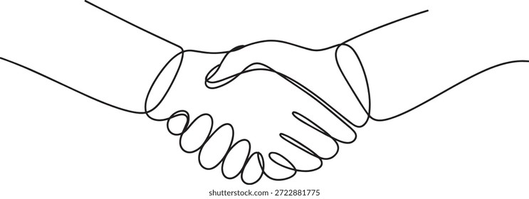 Contrato de Negócios e Confiança de Parceria para Ilustração de Handshake de Linha Contínua