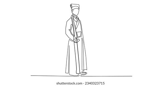 continuous line of hanfu clothing. single line of men dressed in hanfu. traditional clothing