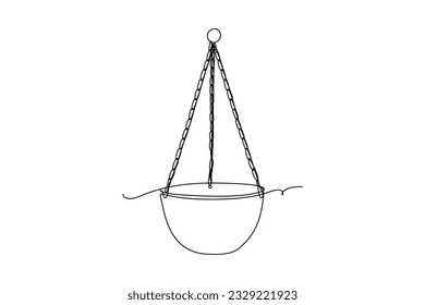 línea continua colgante planta vector gráfico